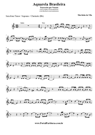 Martinho da Vila Aquarela Brasileira score for Tenor Saxophone Soprano (Bb)