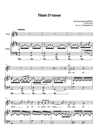 Martini Plaisir D´ Amour score for Piano