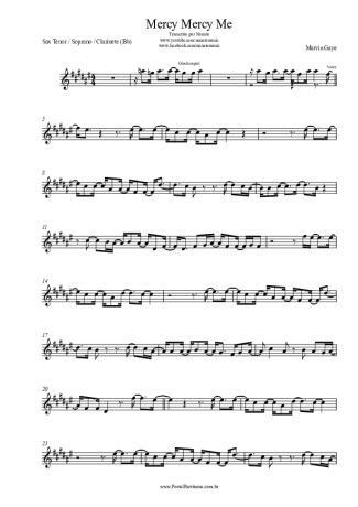 Marvin Gaye Mercy Mercy Me score for Tenor Saxophone Soprano (Bb)