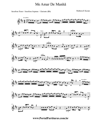 Matheus & Kauan Me Amar Amanhã score for Tenor Saxophone Soprano (Bb)