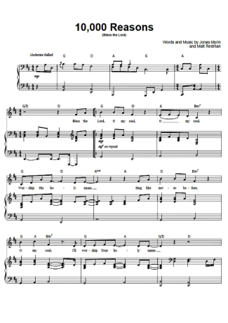 36083 Sheet music - 10,000 Reasons - Piano