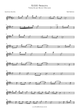 Matt Redman  score for Alto Saxophone