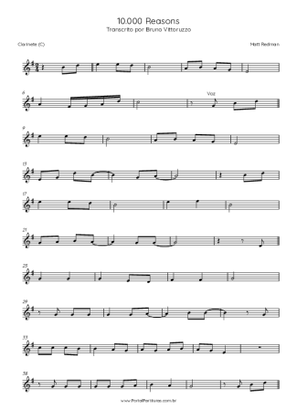 Matt Redman 10000 Reason (Bless The Lord) score for Clarinet (C)