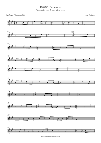 Matt Redman 10000 Reason (Bless The Lord) score for Tenor Saxophone Soprano (Bb)
