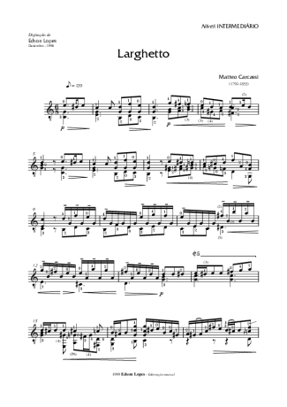 Matteo Carcassi Larghetto score for Acoustic Guitar