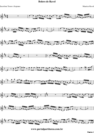 Maurice Ravel Bolero de Ravel score for Tenor Saxophone Soprano (Bb)
