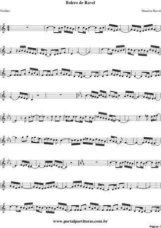 Maurice Ravel Bolero de Ravel score for Violin