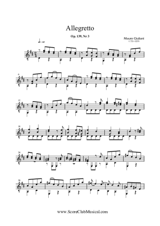 Mauro Giuliani Allegretto Op. 139 Nr 3 score for Acoustic Guitar