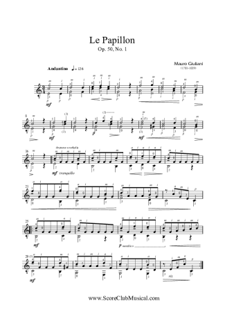 Mauro Giuliani Andantino score for Acoustic Guitar