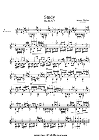 Mauro Giuliani Estudo Op. 30 Nr 7 score for Acoustic Guitar