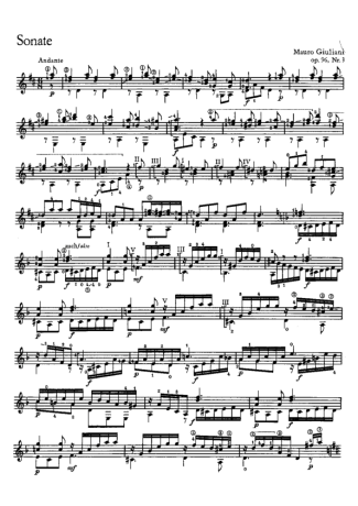 Mauro Giuliani Sonate Op 96 Nr 3 score for Acoustic Guitar