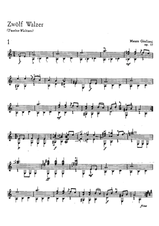 Mauro Giuliani Valsa 1 (Op 57) score for Acoustic Guitar