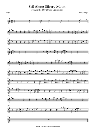 Max Greger Sail Along Silvery Moon score for Flute