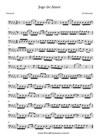 Mc Bruninho - Jogo do Amor - Sheet Music For Cello