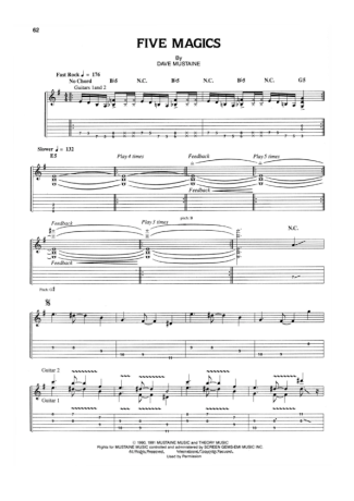 Megadeth Five Magics score for Guitar