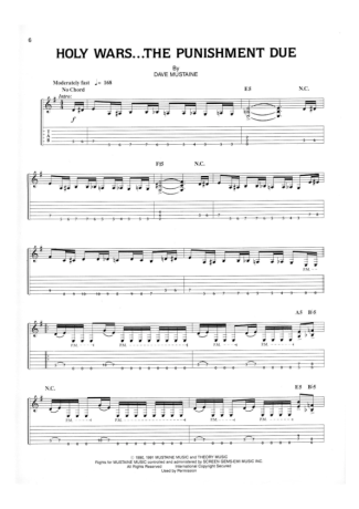 Megadeth  score for Guitar