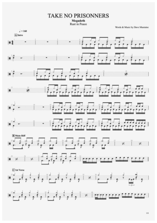 Megadeth Take No Prisoners score for Drums