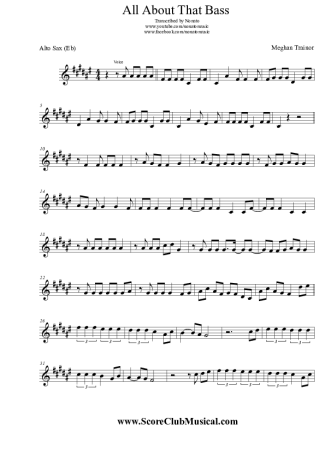 Meghan Trainor  score for Alto Saxophone