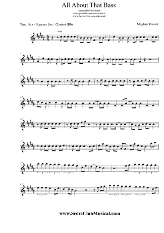 Meghan Trainor  score for Clarinet (Bb)