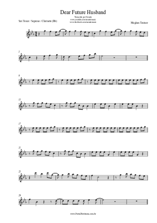 Meghan Trainor Dear Future Husband score for Tenor Saxophone Soprano (Bb)