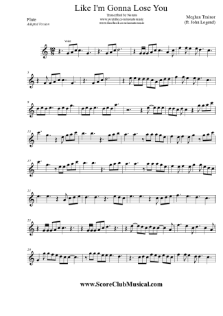 Meghan Trainor Like I´m Gonna Lose You (ft. John Legend) score for Flute