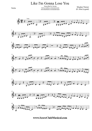 Meghan Trainor Like I´m Gonna Lose You (ft. John Legend) score for Violin