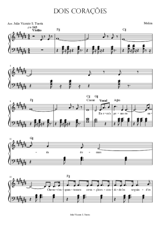 Melim Dois Corações score for Piano