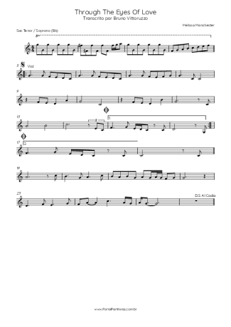 Melissa Manchester Through The Eyes Of Love score for Tenor Saxophone Soprano (Bb)