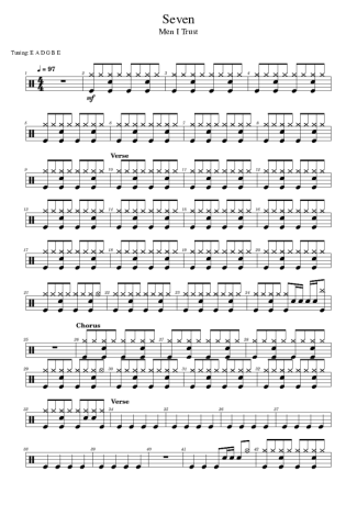 Men I Trust - Seven Seven score for Drums