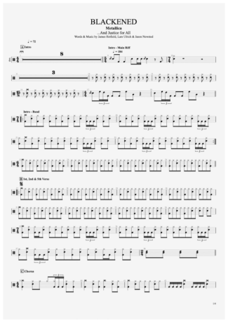 Metallica  score for Drums