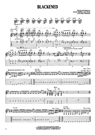 Metallica  score for Guitar