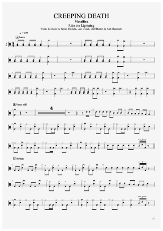 Metallica  score for Drums