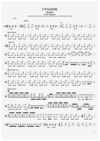 Metallica  score for Drums