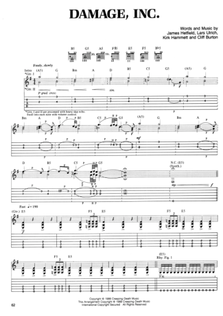 Metallica  score for Guitar