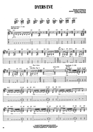 Metallica Dyers Eve score for Guitar