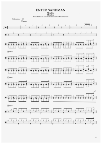 Metallica  score for Drums