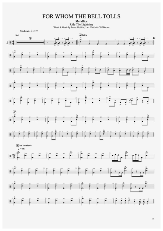 Metallica  score for Drums