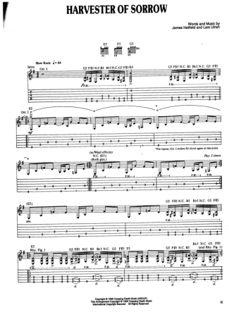 Metallica  score for Guitar