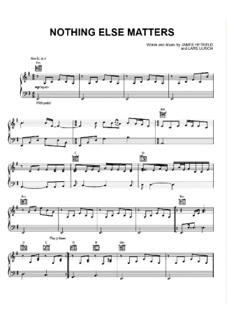 Metallica Nothing Else Matters (V2) score for Piano