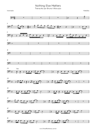 Metallica Nothing Else Matters score for Cello