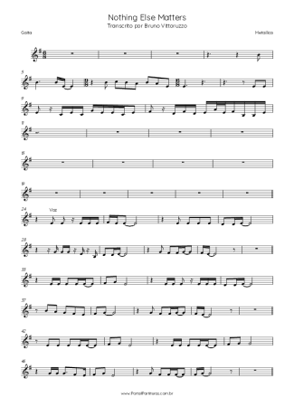 Metallica Nothing Else Matters score for Harmonica