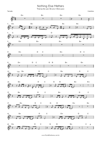 Metallica  score for Keyboard