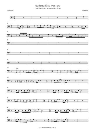 Metallica Nothing Else Matters score for Trombone