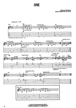 Metallica One score for Guitar