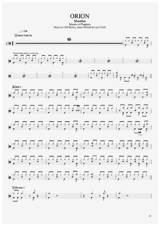 Metallica Orion score for Drums