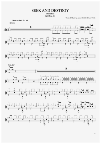 Metallica  score for Drums