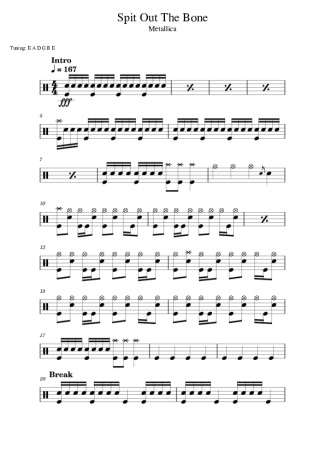 Metallica Spit Out The Bone score for Drums