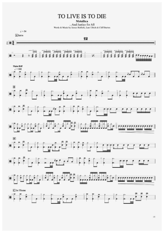 Metallica  score for Drums