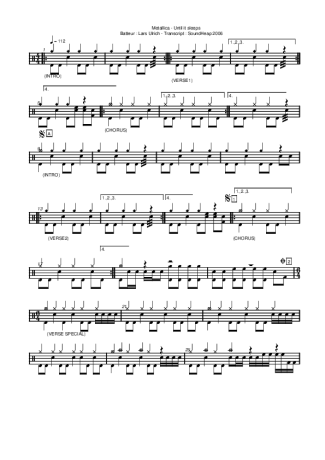 Metallica  score for Drums