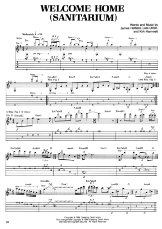 Metallica Welcome Home (Sanitarium) score for Guitar